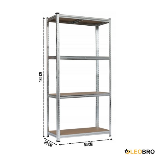 Стелаж LEOBRO Premium 180 х 90 х 30 см, 175кг/полиця, 4 полиці (LB-R101) - 2