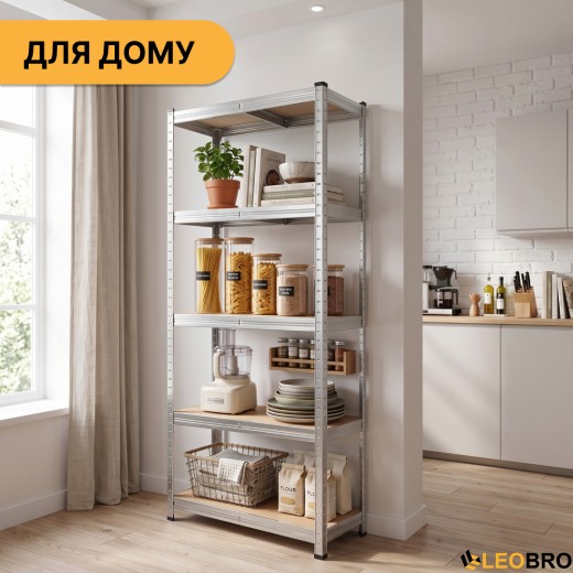 Стеллаж LEOBRO Premium 180 х 90 х 40 см, 175кг/полка, 5 полок (LB-R104) - 7