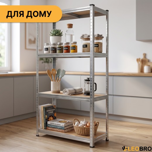 Стелаж LEOBRO Premium 150 х 70 х 30 см, 175кг/полиця, 4 полиці (LB-R111) - 7