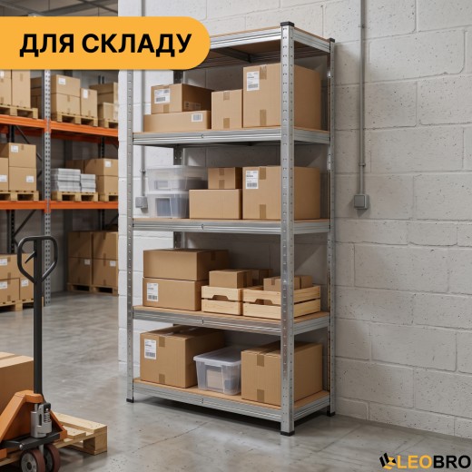 Стелаж LEOBRO Premium 150 х 70 х 30 см, 175кг/полиця, 5 полиць (LB-R112) - 10