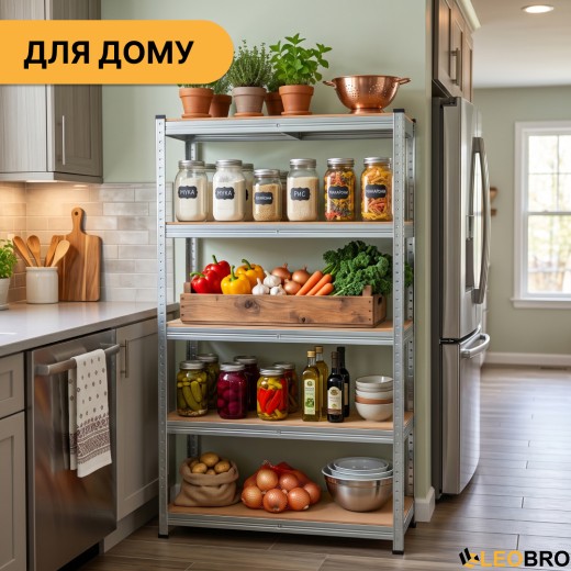 Стелаж LEOBRO Premium 150 х 70 х 30 см, 175кг/полиця, 5 полиць (LB-R112) - 7