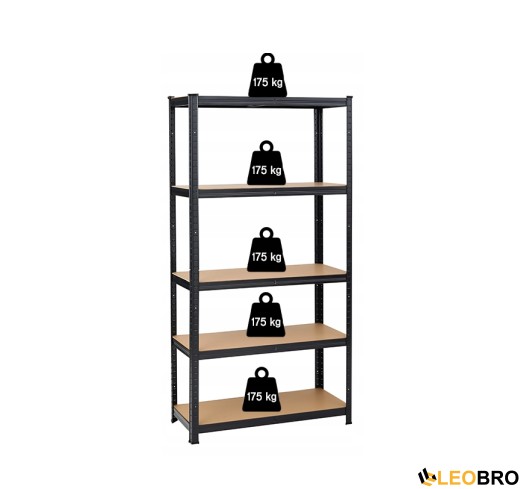Стелаж LEOBRO Premium Black 150 х 70 х 30 см, 175кг/полиця, 5 полиць (LB-R113) - 3