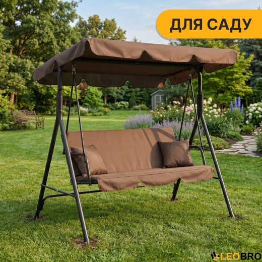 Гойдалка з подушками на 3 особи LEOBRO Brown - 6