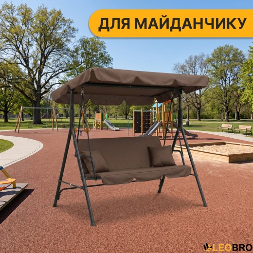 Гойдалка з подушками на 3 особи LEOBRO Brown - 8