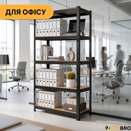 Стелаж LEOBRO Black 150 х 70 х 30 см, 175кг/полиця, 5 полиць (LB-R117) - 7