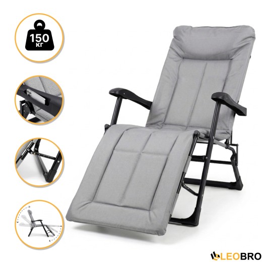 Розкладне крісло ліжко з вбудованим матрацом LEOBRO Grey (LB-FCB-G3-GRY) - 1