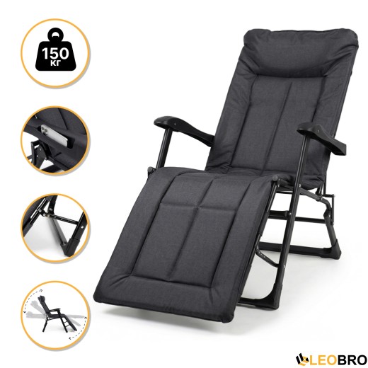 Розкладне крісло ліжко з вбудованим матрацом LEOBRO Black (LB-FCB-G3-BLK) - 1