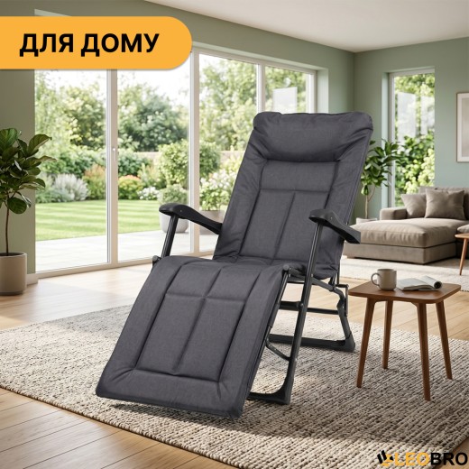 Розкладне крісло ліжко з вбудованим матрацом LEOBRO Black (LB-FCB-G3-BLK) - 9