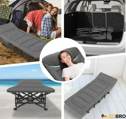 Туристична похідна розкладачка з вбудованим матрацом LEOBRO Grey (LB-CC-K1-GRY) - 7