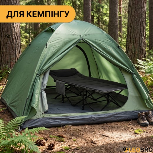 Туристическая походная раскладушка со встроенным матрасом LEOBRO Black (LB-CC-K1-BLK) - 8