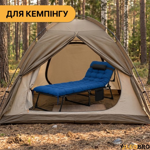 Розкладне ліжко (розкладачка) з матрацом і подушкою LEOBRO Blue (LB-FB-A1-BLU) - 3