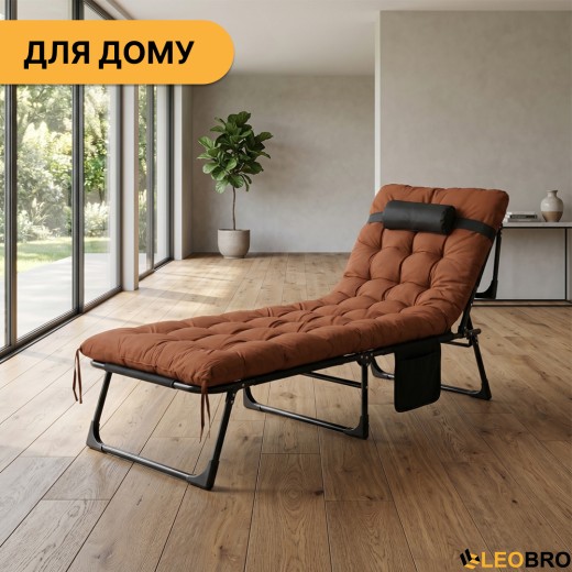 Розкладне ліжко (розкладачка) з матрацом і подушкою LEOBRO Brown (LB-FB-A1-BRN) - 13