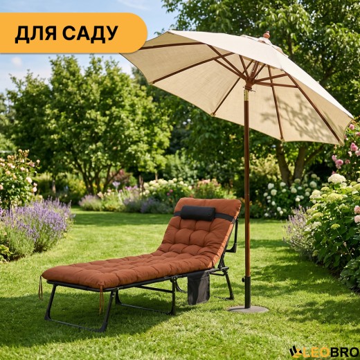 Розкладне ліжко (розкладачка) з матрацом і подушкою LEOBRO Brown (LB-FB-A1-BRN) - 2