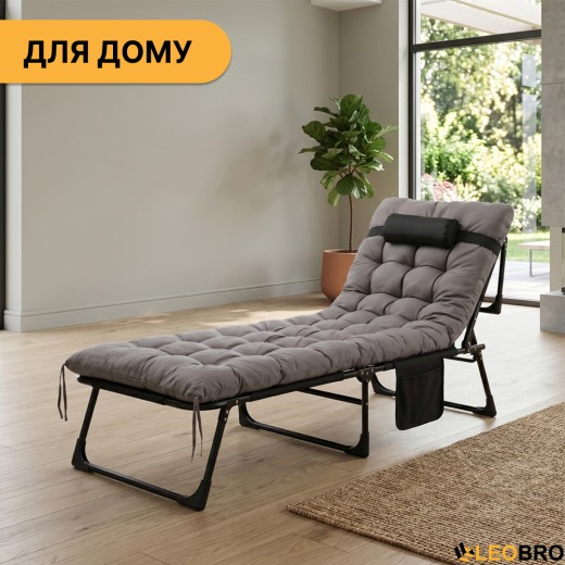 Розкладне ліжко (розкладачка) з матрацом і подушкою LEOBRO Grey (LB-FB-A1-GRY) - 13