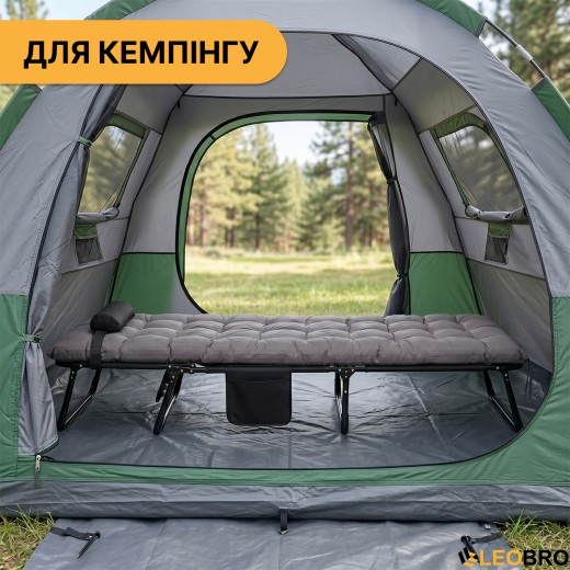 Розкладне ліжко (розкладачка) з матрацом і подушкою LEOBRO Grey (LB-FB-A1-GRY) - 3