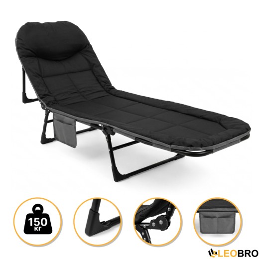 Розкладне ліжко (розкладачка) з вбудованим матрацом LEOBRO Black (LB-FB-M1-BLK) - 1