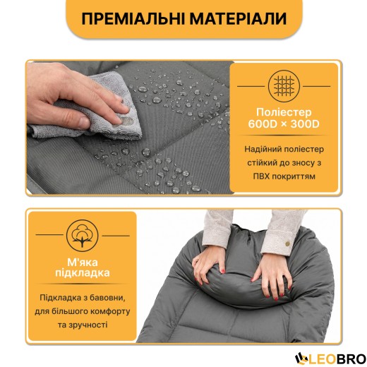 Розкладне ліжко (розкладачка) з вбудованим матрацом LEOBRO Grey (LB-FB-M1-GRY) - 9