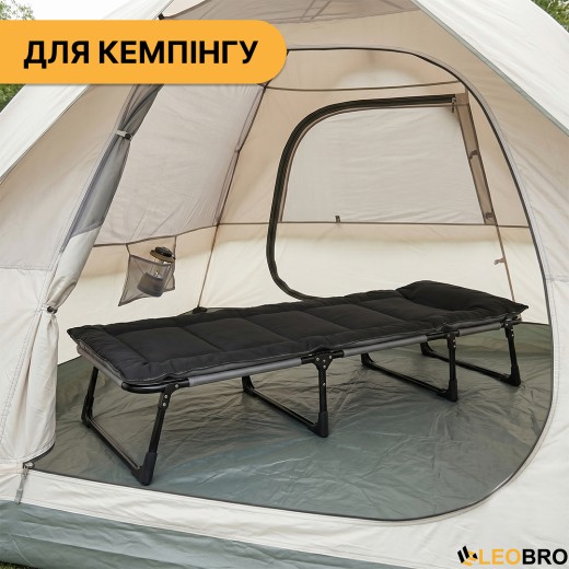 Раскладная кровать (раскладушка) со встроенным матрасом LEOBRO Black (LB-FB-S1-BLK) - 3