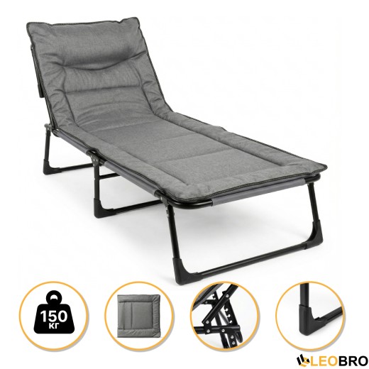 Раскладная кровать (раскладушка) со встроенным матрасом LEOBRO Grey (LB-FB-S1-GRY) - 1