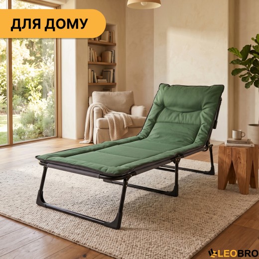 Розкладне ліжко (розкладачка) з вбудованим матрацом LEOBRO Green (LB-FB-S1-GRN) - 10