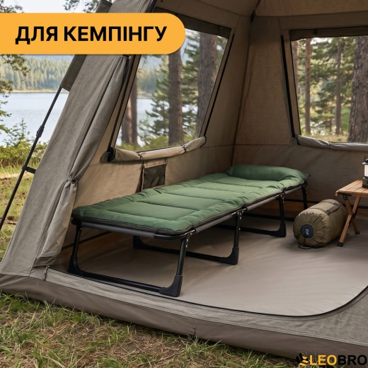 Розкладне ліжко (розкладачка) з вбудованим матрацом LEOBRO Green (LB-FB-S1-GRN) - 4