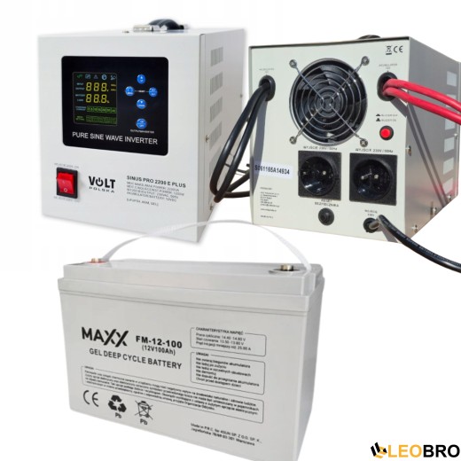 Комплект Volt Polska SINUS PRO 2200 E PLUS 12/230V 1200/2200W + Акумулятор 4SUN MAXX GEL 120Ah 12V   - 1