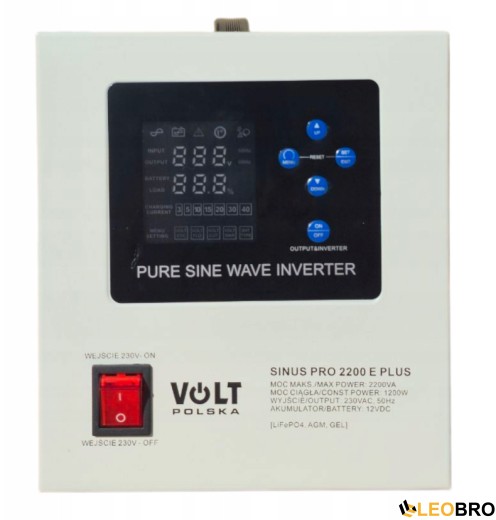 Комплект інвертор Volt Polska SINUS PRO 2200 E PLUS 1200/2200W + Акумулятор  LiFePO4 12,8V - 4