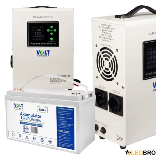 Комплект інвертор Volt Polska SINUS PRO 1200 E PLUS 800/1200W + Акумулятор  LiFePO4 12,8V - 1