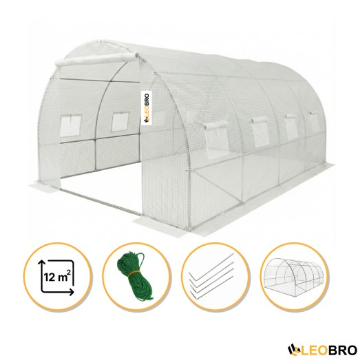 Велика теплиця парник 3 на 4 м LEOBRO Біла армована (LB-G104-WHT) - 1