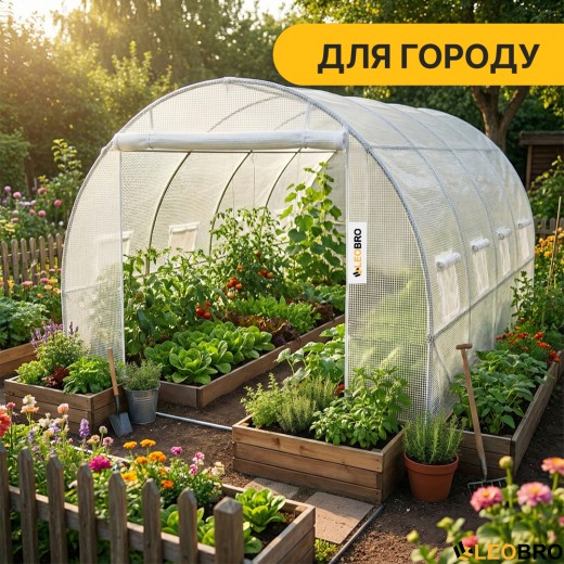 Велика теплиця парник 3 на 4 м LEOBRO Біла армована (LB-G104-WHT) - 6