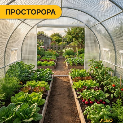 Велика теплиця парник 3 на 4 м LEOBRO Біла армована (LB-G104-WHT) - 8