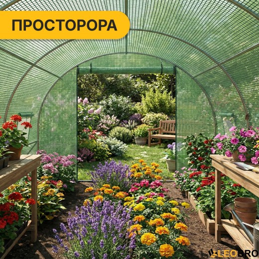 Посилена садова теплиця парник LEOBRO Garden 18м2 Green (LB-G107-GRN) - 8
