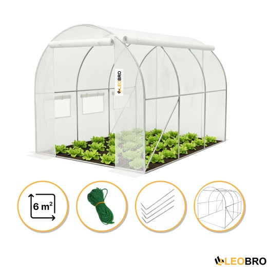 Садова теплиця парник LEOBRO Garden 6м2 White MultiDoor (LB-G111-WHT) - 1