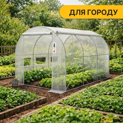 Садова теплиця парник LEOBRO Garden 6м2 White MultiDoor (LB-G111-WHT) - 6