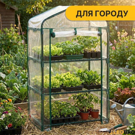 Стелаж-теплиця LEOBRO 125х69х49 см на 3 полиці (LB-G115) - 6