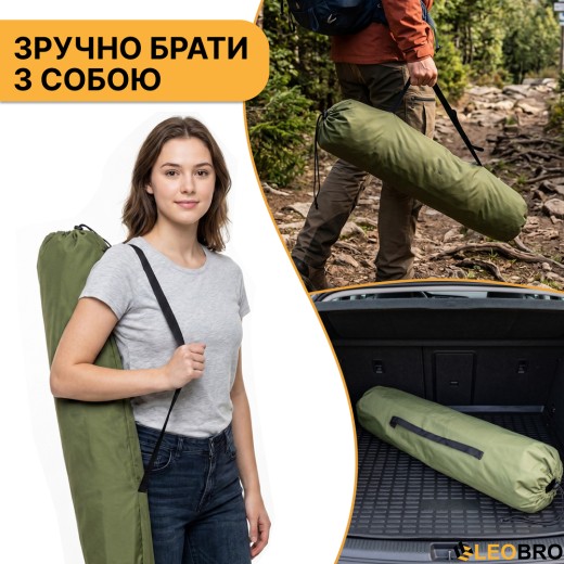 Армійська похідна розкладачка LEOBRO до 120кг Зелена (LB-MC-A1-AGR) - 11