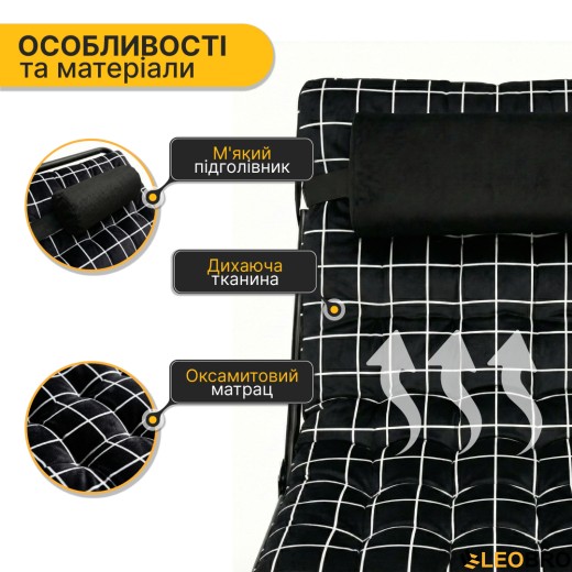 Розкладне ліжко (розкладачка) з оксамитовим матрацом і подушкою LEOBRO (LB-FB-A3-PAT) - 4