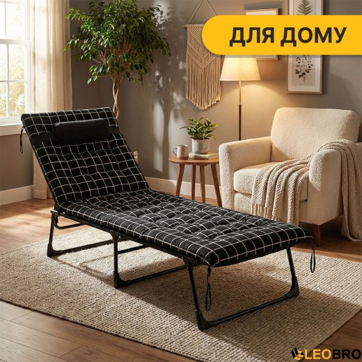 Розкладне ліжко (розкладачка) з оксамитовим матрацом і подушкою LEOBRO (LB-FB-A3-PAT) - 5