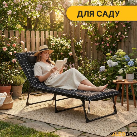 Розкладне ліжко (розкладачка) з оксамитовим матрацом і подушкою LEOBRO (LB-FB-A3-PAT) - 6