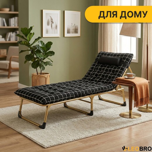 Раскладная кровать (раскладушка) с бархатным матрасом и подушкой LEOBRO (LB-FB-B3-PAT) - 10