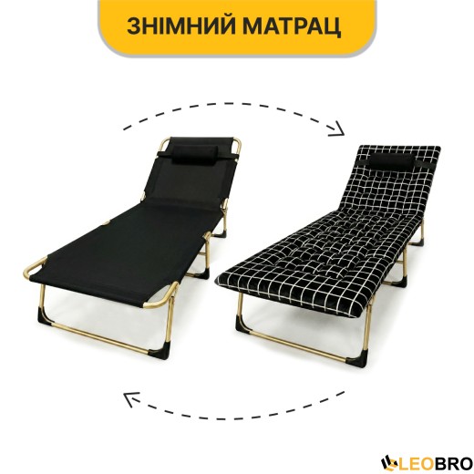 Раскладная кровать (раскладушка) с бархатным матрасом и подушкой LEOBRO (LB-FB-B3-PAT) - 6