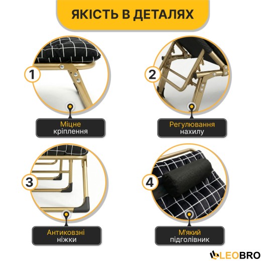 Раскладная кровать (раскладушка) с бархатным матрасом и подушкой LEOBRO (LB-FB-B3-PAT) - 7