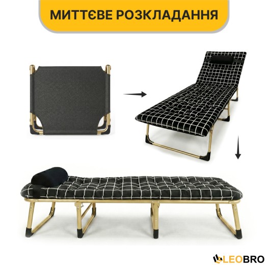 Раскладная кровать (раскладушка) с бархатным матрасом и подушкой LEOBRO (LB-FB-B3-PAT) - 9