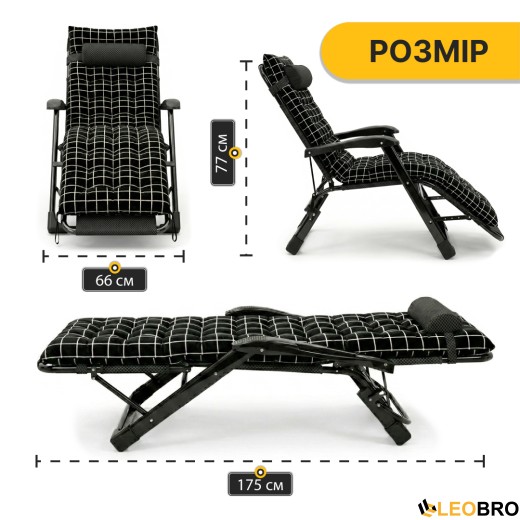Розкладне крісло ліжко з оксамитовим матрацом LEOBRO (LB-FCB-G4-PAT) - 7