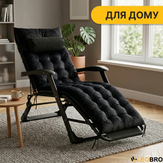 Розкладне крісло ліжко з оксамитовим матрацом LEOBRO Black (LB-FCB-G4-BLK) - 13