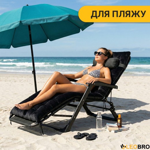 Розкладне крісло ліжко з оксамитовим матрацом LEOBRO Black (LB-FCB-G4-BLK) - 3