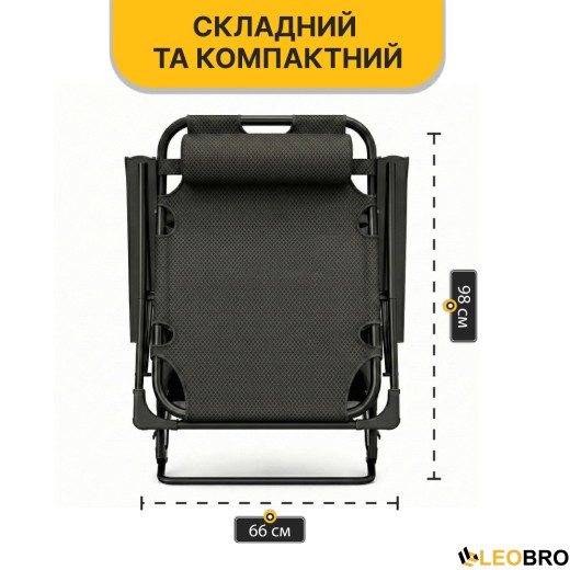 Розкладне крісло ліжко з оксамитовим матрацом LEOBRO Grey (LB-FCB-G4-GRY) - 11