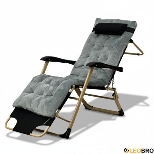 Розкладне крісло ліжко з оксамитовим матрацом LEOBRO Grey (LB-FCB-G5-GRY) - 2