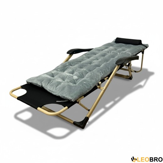 Розкладне крісло ліжко з оксамитовим матрацом LEOBRO Grey (LB-FCB-G5-GRY) - 4