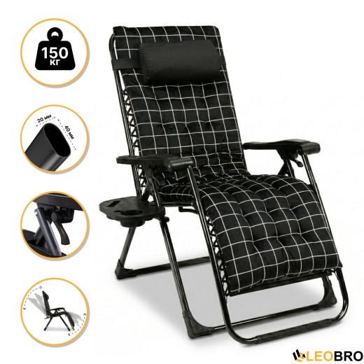 Розкладне крісло шезлонг LEOBRO Zero Gravity Premium Plus Velvet (LB-ZGC-K3-PAT) - 1